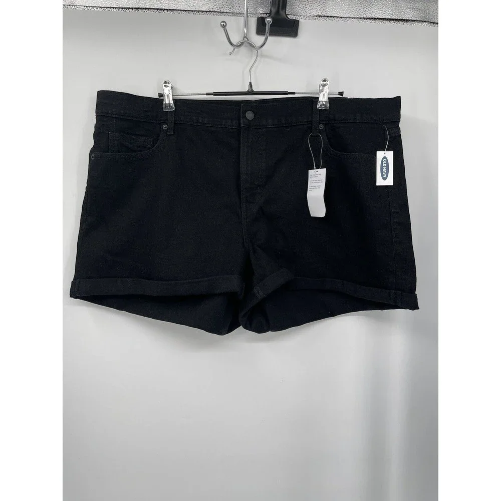 Old Navy 22 Plus OG Short Women Black High Rise Cuffed Denim Shorts 948477-00-1